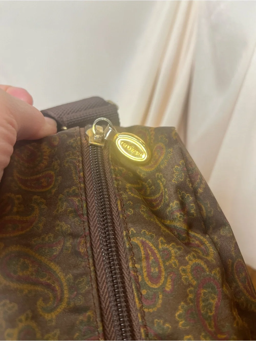 Redwall x Dan Rossi Brown Paisley Crossbody Bag with Front Zip Pocket
